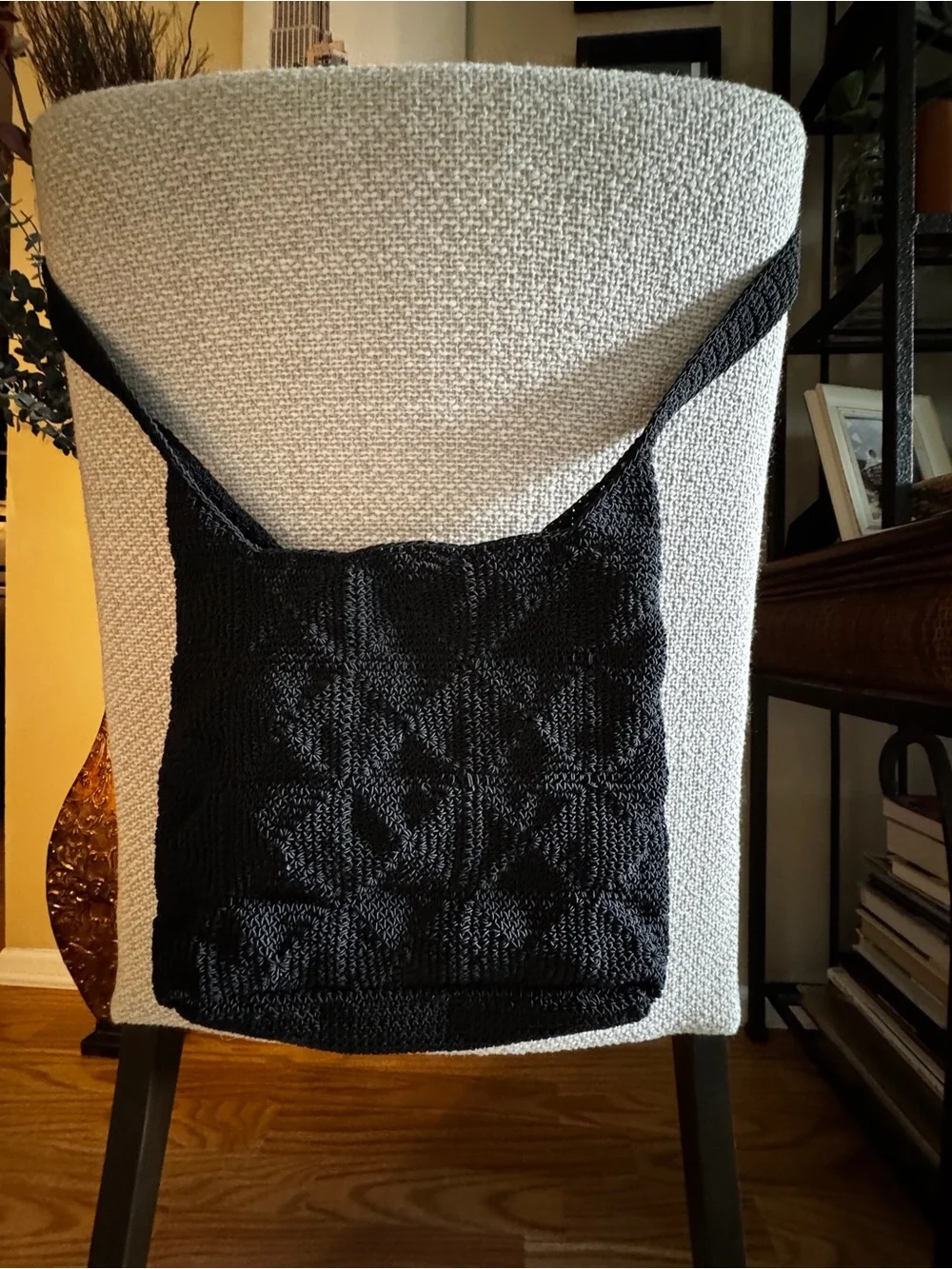Black Knit Crossbody Shoulder Bag - Unbranded